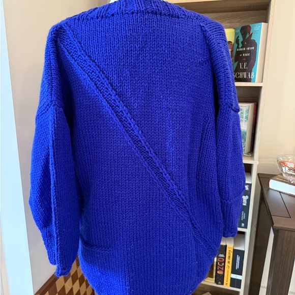 Vintage Oversized Cozy Blue Knit Sweater Small - Picture 5 of 6